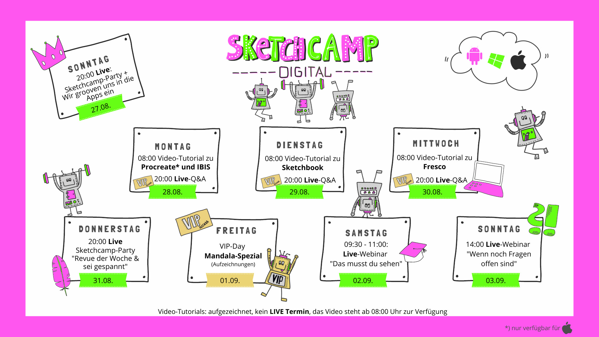 Sketchcamp Digital Timetable NEU 2023